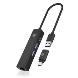 Σταθμός σύνδεσης ICY BOX 4 θυρών USB 3.2 Gen 1x1 με ενσωματωμένο καλώδιο