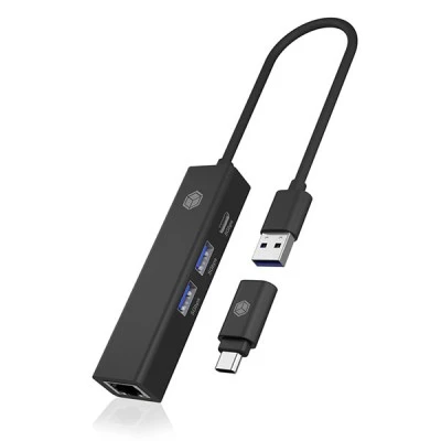 Σταθμός σύνδεσης ICY BOX 4 θυρών USB 3.2 Gen 1x1 με ενσωματωμένο καλώδιο