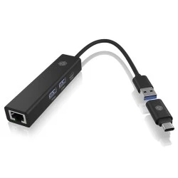 Σταθμός σύνδεσης ICY BOX 4 θυρών USB 3.2 Gen 1x1 με ενσωματωμένο καλώδιο