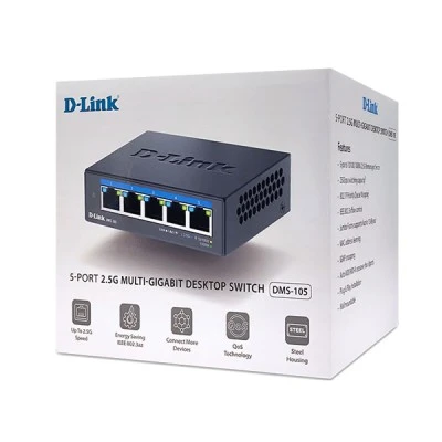 Μεταγωγέας δικτύου D-LINK 5-Port 2.5G Multi-Gigabit Desktop Switch με λειτουργία plug & play
