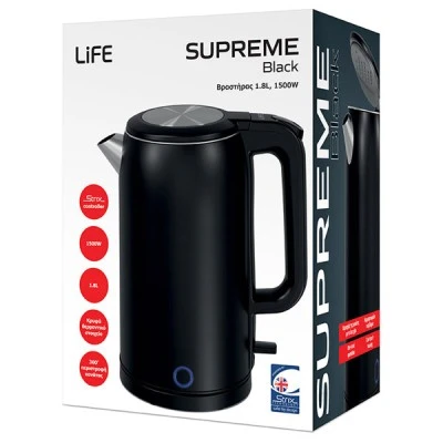 Bραστήρας LiFE SUPREME 1.8L 1500W σε μαύρο χρώμα με μοντέρνο και minimal design & strix controller για μέγιστη ασφάλεια