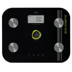 Battery-free γυάλινη ψηφιακή ζυγαριά μπάνιου 6 σε 1 LIFE με οθόνη LCD - μνήμη και λιπομέτρηση 