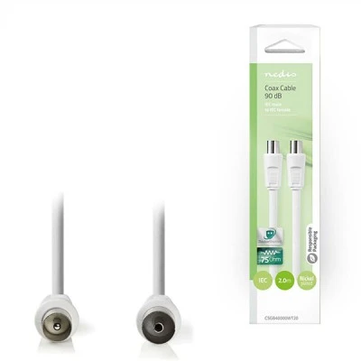 Καλώδιο NEDIS IEC (Coax) αρσ. - IEC (Coax) θηλ με μήκος 2m σε λευκό χρώμα 