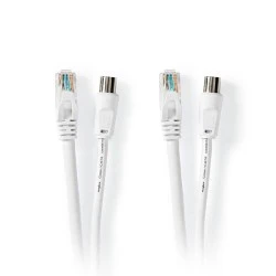 Συνδυασμός καλωδίων NEDIS IEC (Coax) αρσ. - RJ45 CAT6 και IEC (Coax) θηλ - RJ45 CAT6 με μήκος 5m