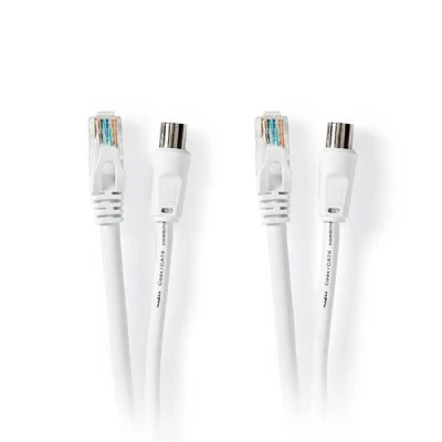 Συνδυασμός καλωδίων NEDIS IEC (Coax) αρσ. - RJ45 CAT6 και IEC (Coax) θηλ - RJ45 CAT6 με μήκος 5m