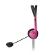 Στερεοφωνικό on-ear headset με σύνδεση 2x3,5mm σε ροζ χρώμα με ρυθμιζόμενη κλίση & εύκαμπτο βραχίονα