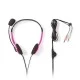Στερεοφωνικό on-ear headset με σύνδεση 2x3,5mm σε ροζ χρώμα με ρυθμιζόμενη κλίση & εύκαμπτο βραχίονα
