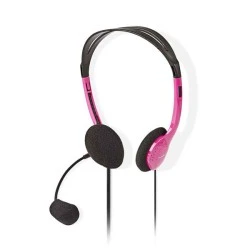 Στερεοφωνικό on-ear headset με σύνδεση 2x3,5mm σε ροζ χρώμα με ρυθμιζόμενη κλίση & εύκαμπτο βραχίονα