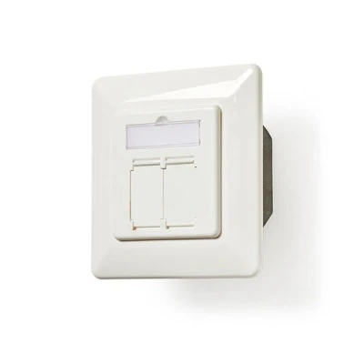 Πρίζα τοίχου χωνευτή NEDIS CAT6a 2xRJ45 σε λευκό χρώμα