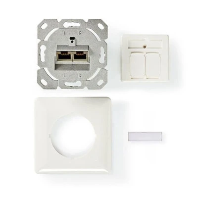 Πρίζα τοίχου χωνευτή NEDIS CAT6a 2xRJ45 σε λευκό χρώμα