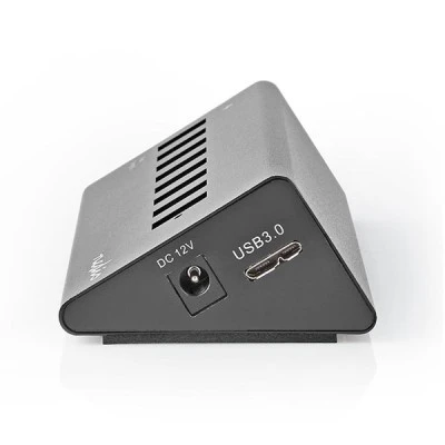 USB 3.0 Hub 7 θυρών + 1 θύρα QC3.0 με τροφοδοτικό σε μαύρο χρώμα.