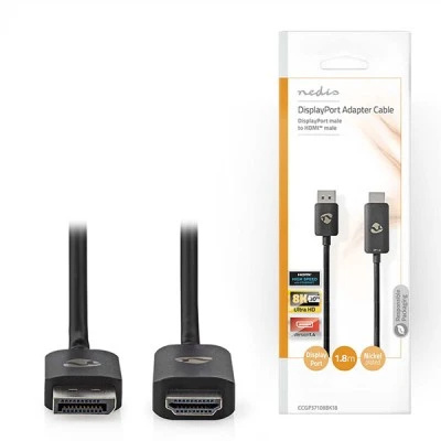 Καλώδιο NEDIS DisplayPort αρσ. σε HDMI αρσ. με μήκος 1.80m σε μαύρο χρώμα