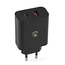 Universal φορτιστής με 2 εξόδους USB-A & USB-C για ταυτόχρονη φόρτιση 3.25A σε μαύρο χρώμα