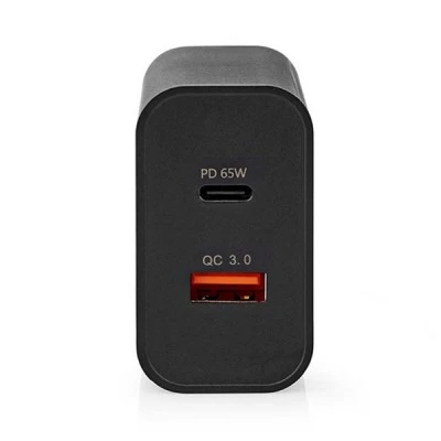 Universal φορτιστής με 2 εξόδους USB-A & USB-C για ταυτόχρονη φόρτιση 3.25A σε μαύρο χρώμα