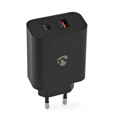 Universal φορτιστής με 2 εξόδους USB-A & USB-C για ταυτόχρονη φόρτιση 3.25A σε μαύρο χρώμα