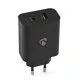 Universal φορτιστής με 2 εξόδους USB-A & USB-C για ταυτόχρονη φόρτιση 3.25A σε μαύρο χρώμα