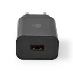 Universal φορτιστής μαύρος με πρακτικό σχεδιασμό USB-A 2.4A συμβατός με όλα τα smartphone & tablet 