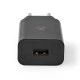 Universal φορτιστής μαύρος με πρακτικό σχεδιασμό USB-A 2.4A συμβατός με όλα τα smartphone & tablet 