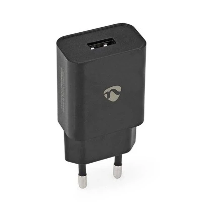 Universal φορτιστής μαύρος με πρακτικό σχεδιασμό USB-A 2.4A συμβατός με όλα τα smartphone & tablet 