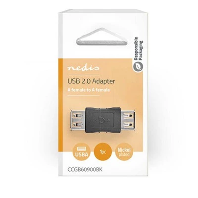  Αντάπτορας USB High-Speed A θηλυκό - USB A θηλυκό σε μαύρο χρώμα