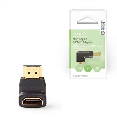 Αντάπτορας HDMI αρσενικό σε HDMI θηλυκό υπό γωνία 90° σε μαύρο χρώμα
