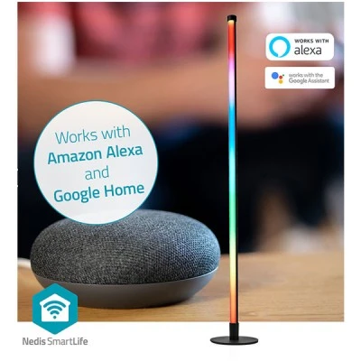 Φωτιστικό δαπέδου  Wi-Fi smart LED NEDIS 10W 180lm με δυνατότητα ρύθμισης χρώματος 2700Κ-6500Κ & φωνητικό έλεγχο 
