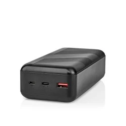 Power Bank NEDIS 30.000 mAh με δύο εξόδους USB 1x USB Type-A, 1x USB Type-C  σε μαύρο χρώμα με δυνατότητα γρήγορης φόρτισης smartphone έως και 12 φορές