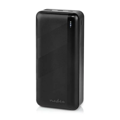 Power Bank NEDIS 30.000 mAh με δύο εξόδους USB 1x USB Type-A, 1x USB Type-C  σε μαύρο χρώμα με δυνατότητα γρήγορης φόρτισης smartphone έως και 12 φορές