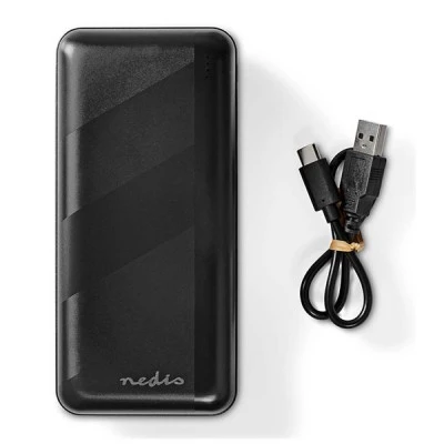 Power Bank NEDIS 30.000 mAh με δύο εξόδους USB 1x USB Type-A, 1x USB Type-C  σε μαύρο χρώμα με δυνατότητα γρήγορης φόρτισης smartphone έως και 12 φορές