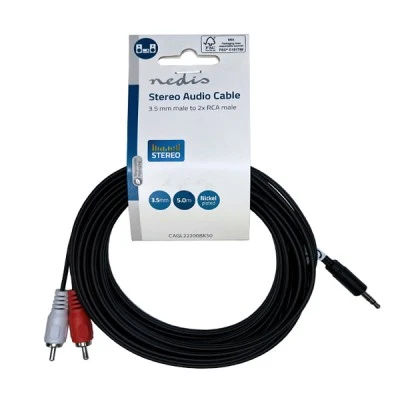 Καλώδιο ήχου NEDIS 3.5mm stereo αρσενικό - 2x RCA αρσενικό μήκους 5m