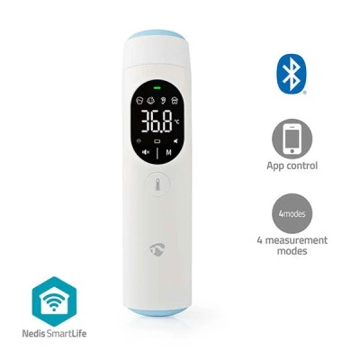 Bluetooth smart Nedis ψηφιακό θερμόμετρο υπερύθρων μετώπου και αυτιού σε λευκό χρώμα