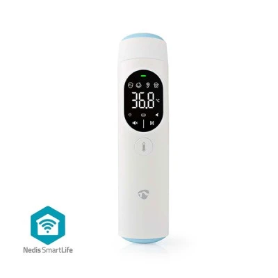 Bluetooth smart Nedis ψηφιακό θερμόμετρο υπερύθρων μετώπου και αυτιού σε λευκό χρώμα