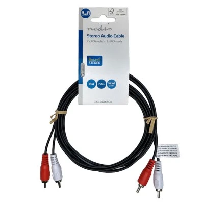 Καλώδιο 2x RCA αρσ. - 2x RCA αρσ. 2m. για τη σύνδεση μιας συσκευής με έξοδο RCA Καλώδιο 2x RCA αρσ. - 2x RCA αρσ. 2m. για τη σύνδεση μιας συσκευής με έξοδο RCA