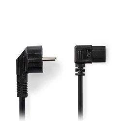 Καλώδιο τροφοδοσίας Schuko αρσενικό σε γωνία 90° - IEC-320-C13 θηλυκό με μήκος 3m