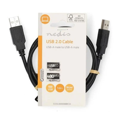 Καλώδιο NEDIS USB High-Speed A αρσ. - USB A αρσ. με μήκος 1m σε μαύρο χρώμα 