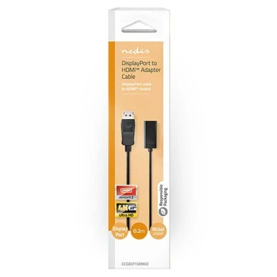 Καλώδιο NEDIS DisplayPort αρσ. - HDMI θηλ. 0.20m σε μαύρο χρώμα