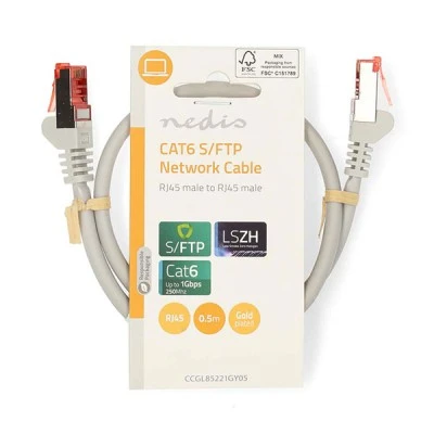 Καλώδιο δικτύου NEDIS CAT 6 S/FTP με μήκος 0.50m σε γκρι χρώμα