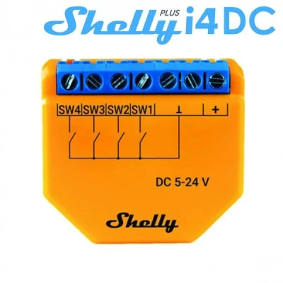 Ελεγκτής 4 ψηφιακών εισόδων Shelly Plus i4 DC λειτουργεί με Wi-Fi για βελτιωμένο έλεγχο ενεργειών 