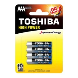 Αλκαλικές μπαταρίες Toshiba υψηλής ισχύος LR03 1.5V συσκευασία 4 τμχ  (LR03GCP BP-4 3A)