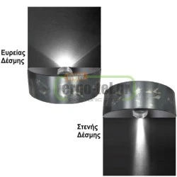 Led φωτιστικό επίτοιχο ορθογώνιο ρουστίκ 1.6W θερμό φως μονής κατεύθυνσης 24led 230V στεγανό IP54