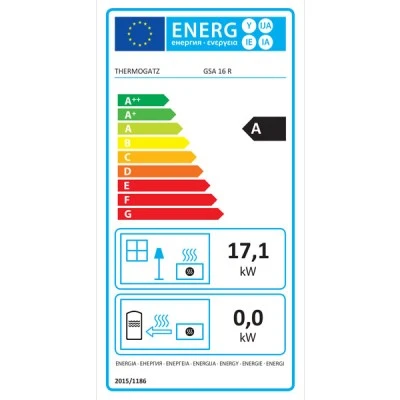 Σόμπα ξύλου αερόθερμη GSA-16-R 17Kw με δοχείο συλλογής στάχτης στο κάτω μέρος ενεργειακής κλάσης Α