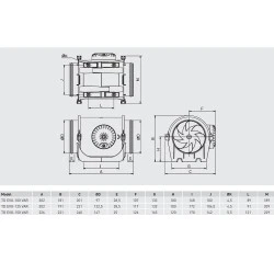 Εξαεριστήρας μικτού ρεύματος TD EVO-150 Φ150 220-240V 50/60HZ N8 χαμηλού προφίλ για κυκλικούς αγωγούς  