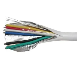 Καλώδιο συναγερμού λευκό 6x0.22mm² 3 ζευγών προέκτασης τηλεφώνου με θωράκιση