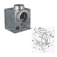 Αξονικός ανεμιστήρας KAM-125 350x245mm 400 m3/h από γαλβανισμένο χάλυβα για ενεργειακά τζάκια