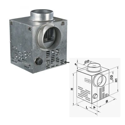 Αξονικός ανεμιστήρας KAM-125 350x245mm 400 m3/h από γαλβανισμένο χάλυβα για ενεργειακά τζάκια