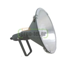 Προβολέας τοίχου γκρι αλουμινίου Φ31cm με ντουί Ε27 & πυρίμαχο επίπεδο γυαλί στεγανός ΙΡ65