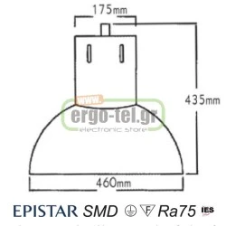 Φωτιστικό καμπάνα βιομηχανική με led smd 30W 4000k ενδιάμεσο λευκό φως 3040lm 230V