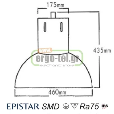 Φωτιστικό καμπάνα βιομηχανική με led smd 30W 4000k ενδιάμεσο λευκό φως 3040lm 230V Φωτιστικό καμπάνα βιομηχανική με led smd 30W 4000k ενδιάμεσο λευκό φως 3040lm 230V