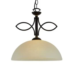 Φωτιστικό κρεμαστό μονόφωτο καφέ - αντικέ με μελί γυαλί & ντουί E27 σειρά Elegant