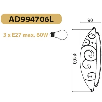 ΠΛΑΦΟΝΙΕΡΑ CHAPLIN ΛΕΥΚΗ ΜΕ ΣΧΕΔΙΑ Φ40CM 3ΧE27 40W IP20 ΠΛΑΦΟΝΙΕΡΑ CHAPLIN ΛΕΥΚΗ ΜΕ ΣΧΕΔΙΑ Φ40CM 3ΧE27 40W IP20